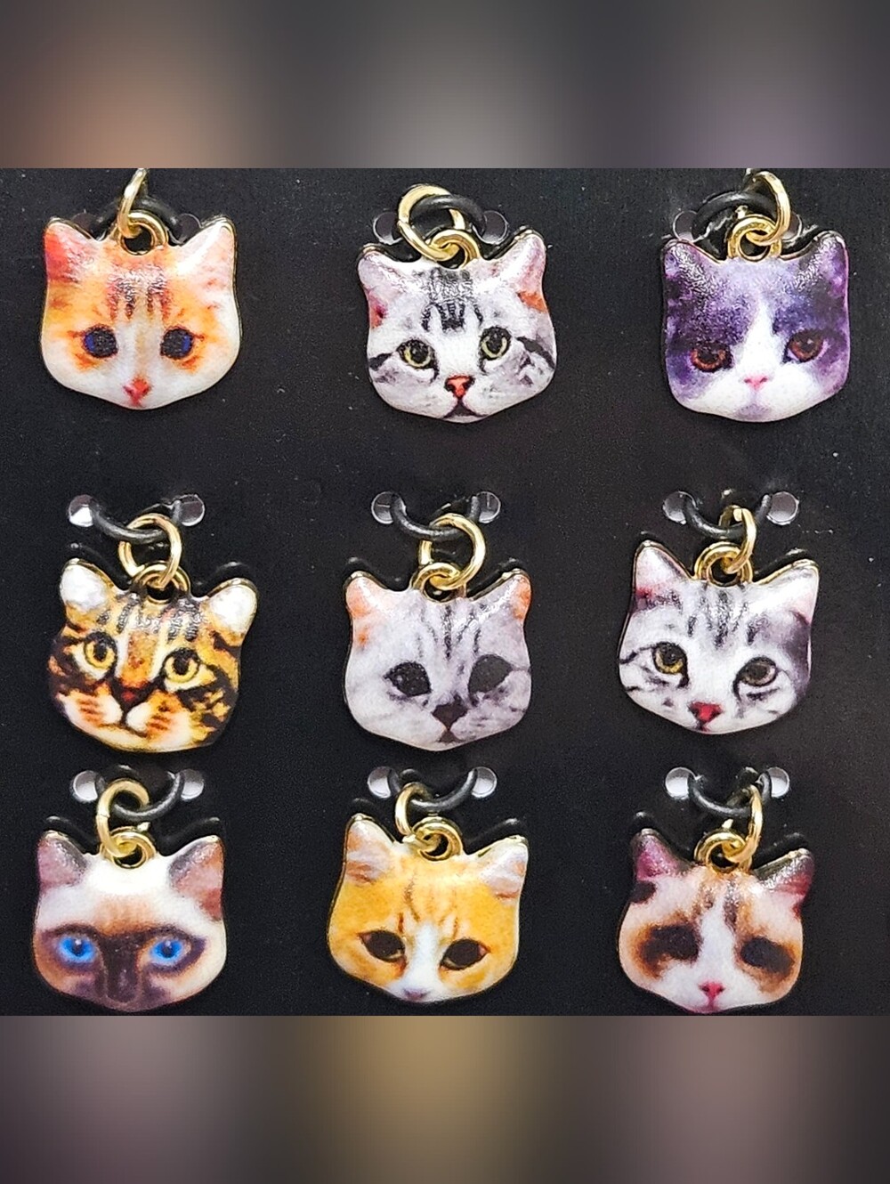 9 PCS ENAMEL KITTY KITTEN CHARMS FOR BRACELETS NECKLACES FINDINGS